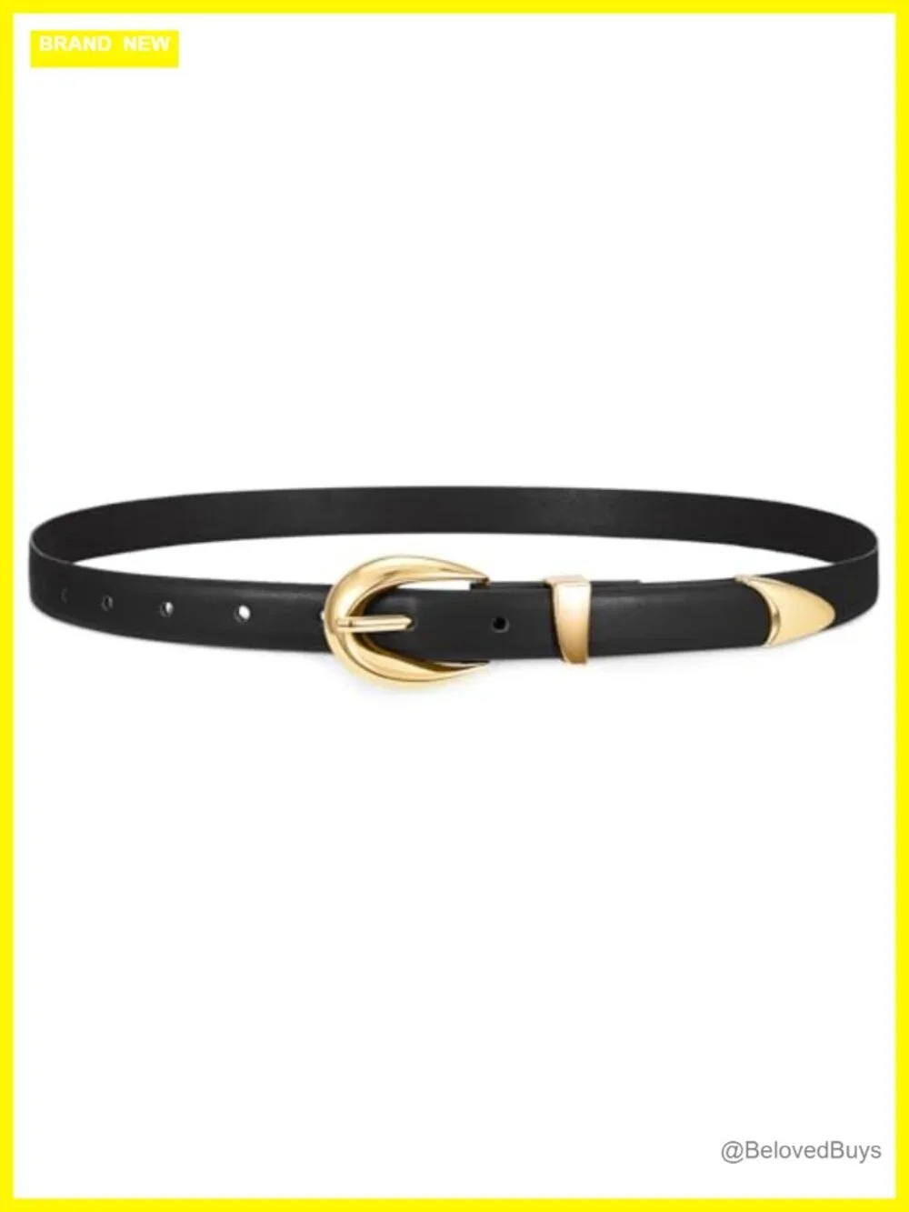 Women's Skinny Faux Leather Belt with Alloy Gold Buckle 0.8